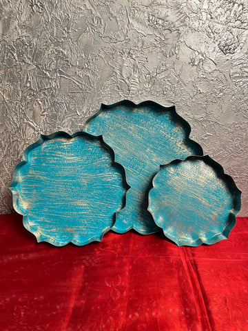Turquoise Colour Iron Urli – A Splash of Tradition with Modern Elegance