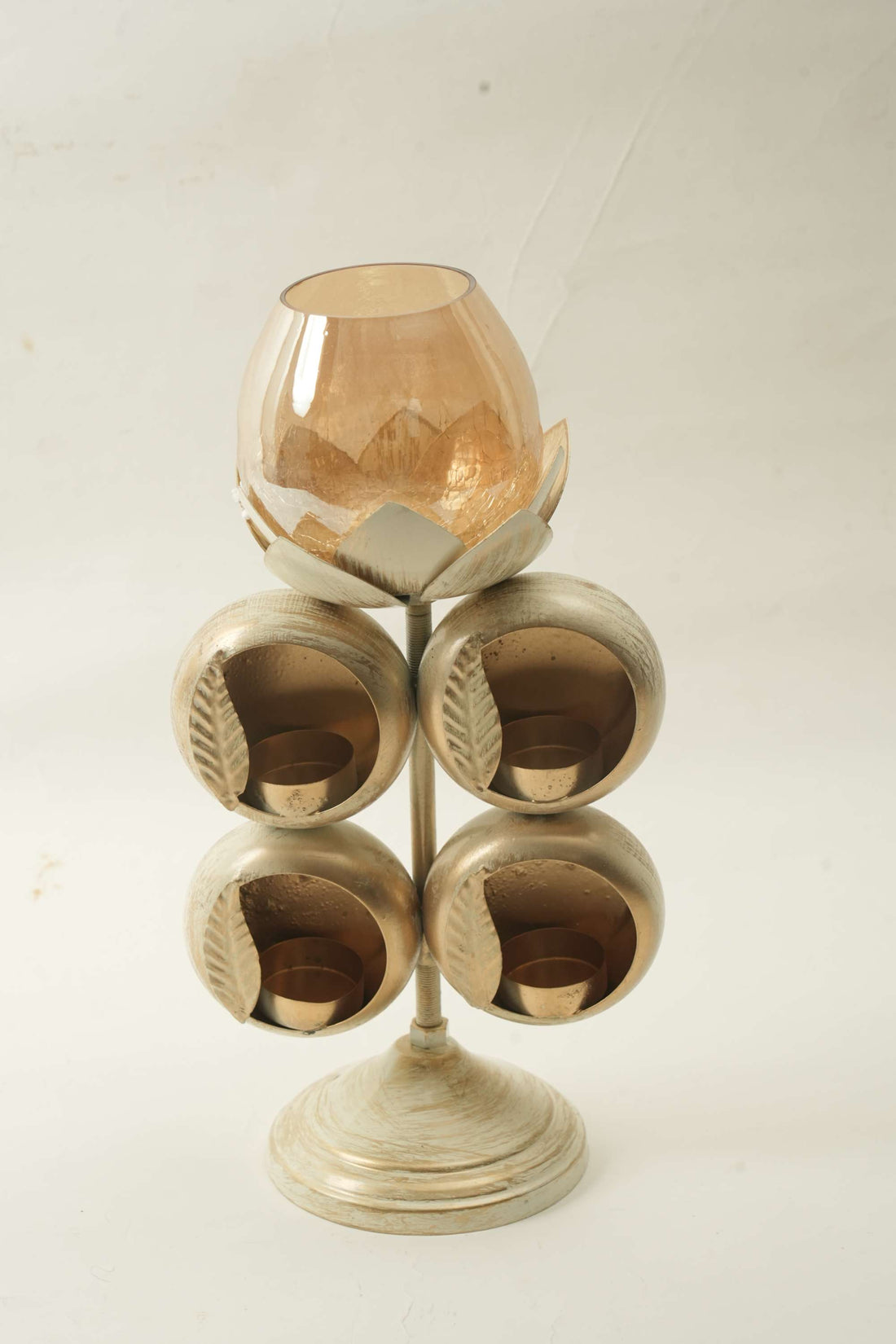 Wrought iron candle stand wth Glass