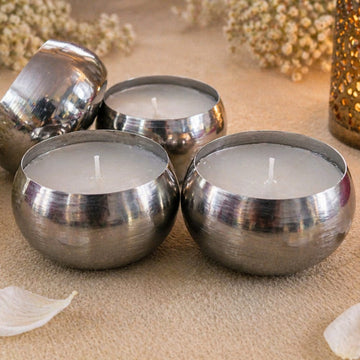 Round Small Metal Candles Votives- Set of 4