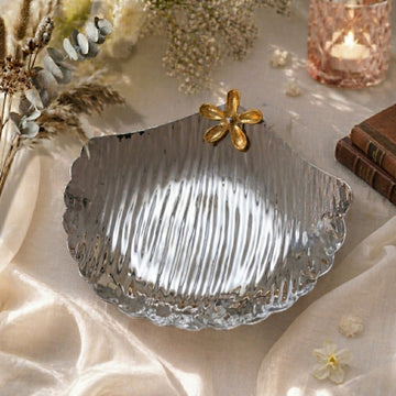 Steel with Gold Flower Platter