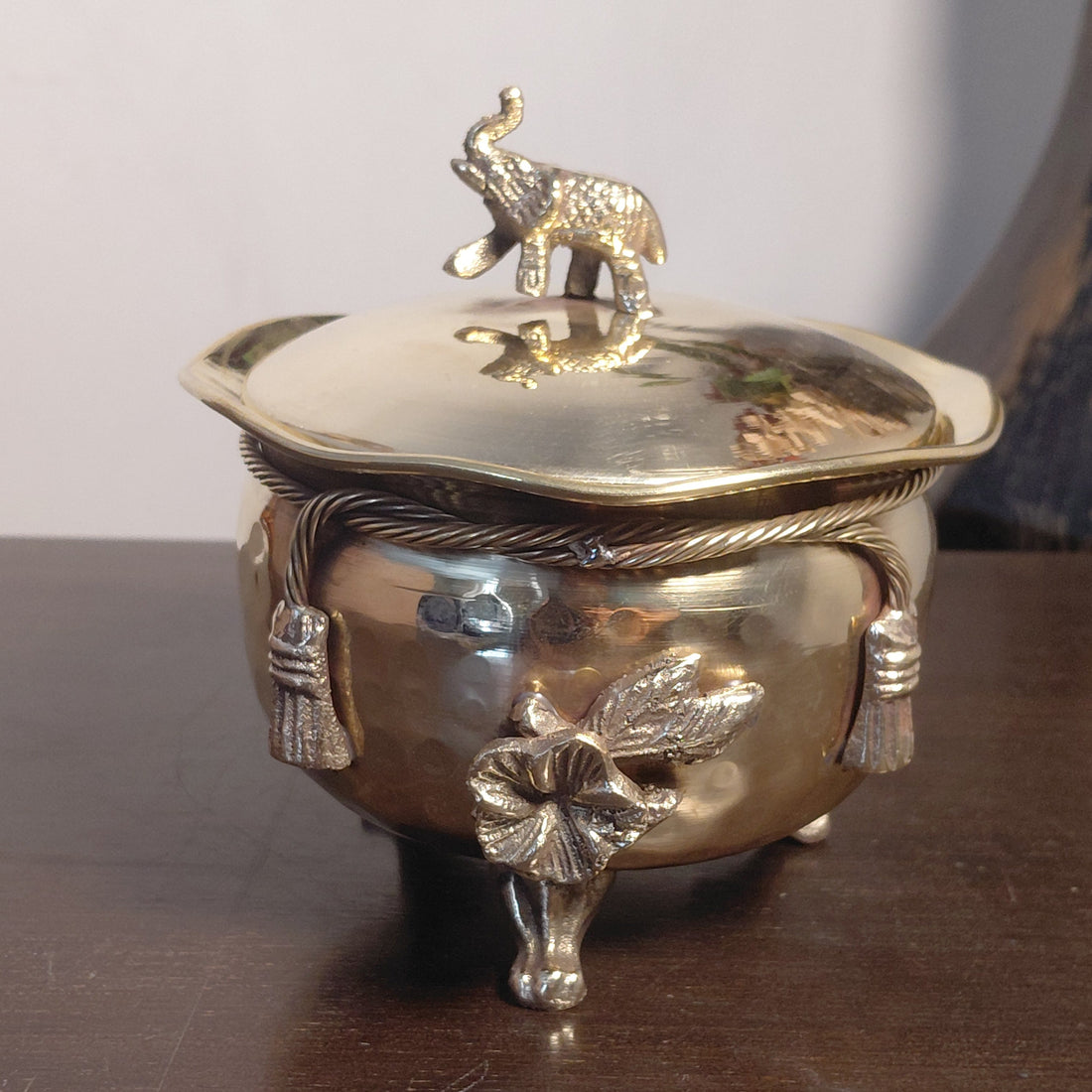 Gajraj Heritage Brass Trinket Box with Elephant Lid | Luxury Decorative Storage Box