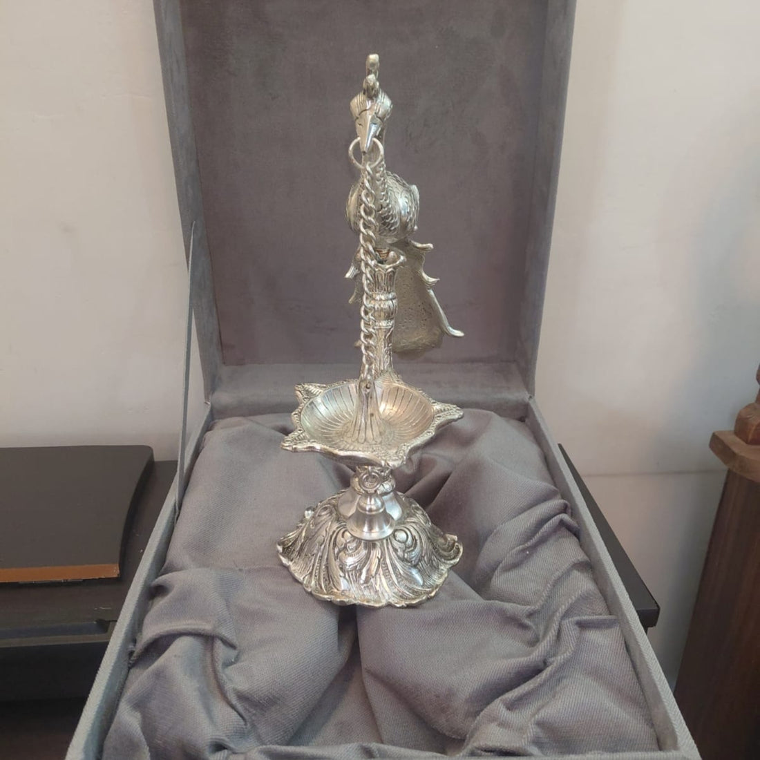 Peocock Hanging Diya With Velvet Box