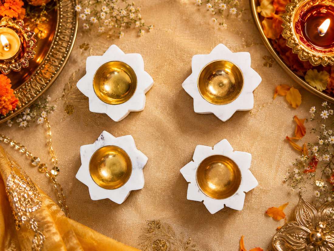 Scallop Marble Tealight Diya