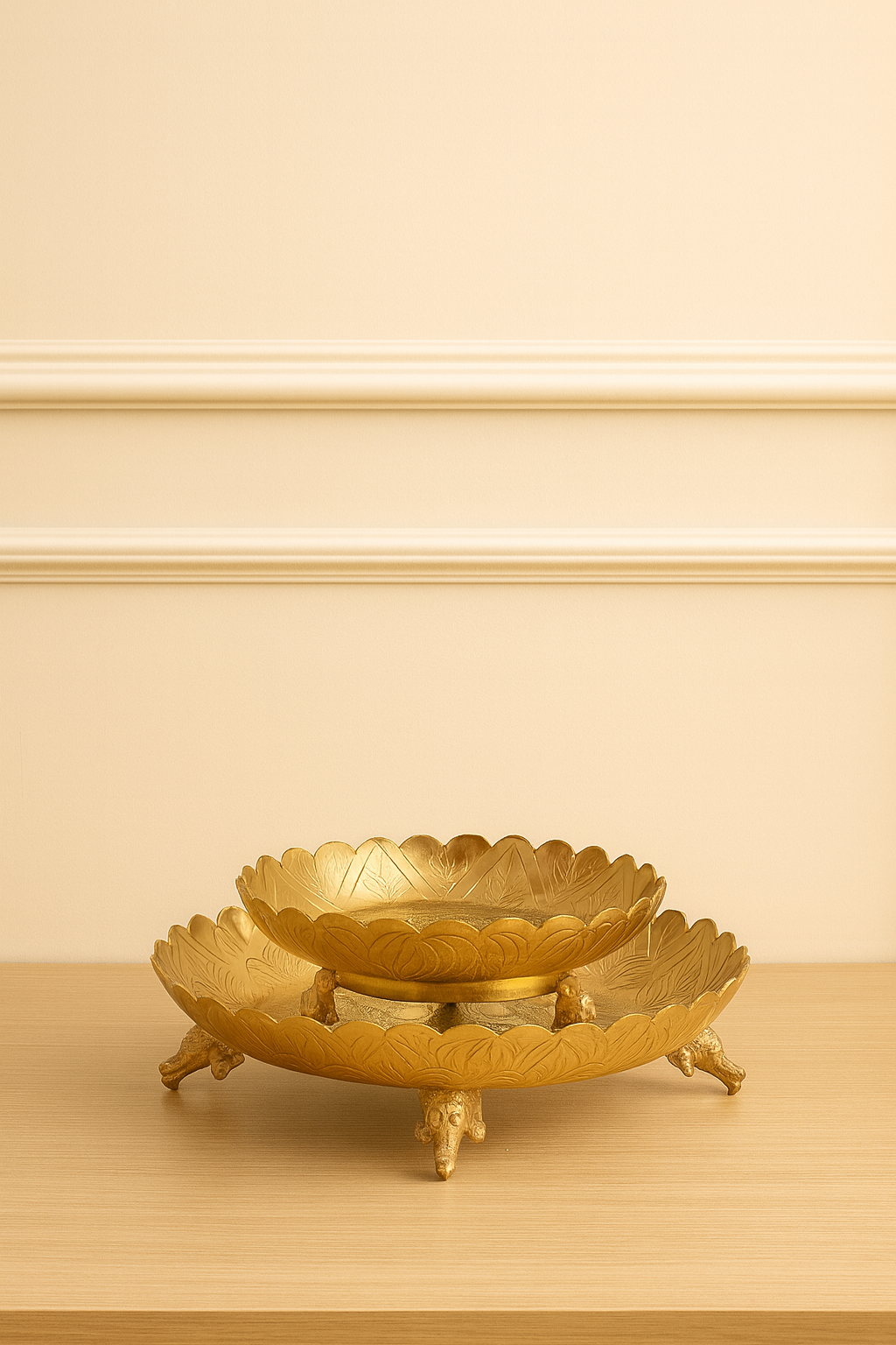 Aluminium Urli Cum Platter – Dual-Use Decorative Bowl for Home & Festive Décor (8” & 12”)