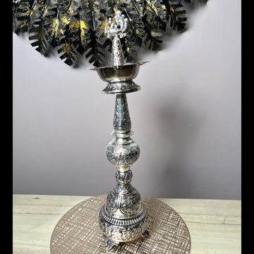 Pure Brass Traditional  Peacock Long Diya – 20 Inch Deepam | Heavy Brass Oil Lamp