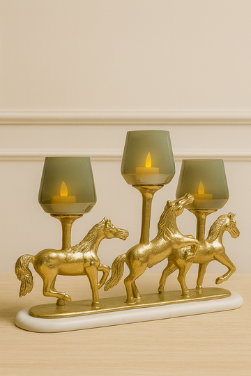 Royal Gallop Candle Stand – Luxury Horse-Inspired Metal Candle Holder for Premium Home Déc