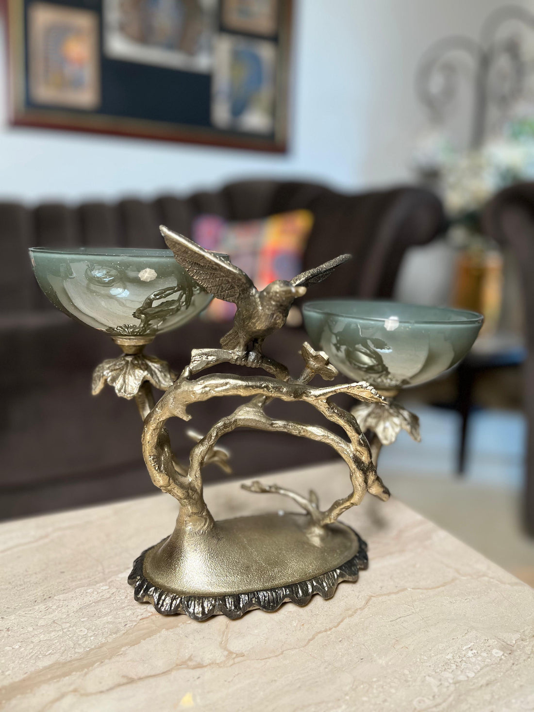 Golden Aviary Twin Bowl – Luxury Dual Bowl Decorative Serveware & Home Décor