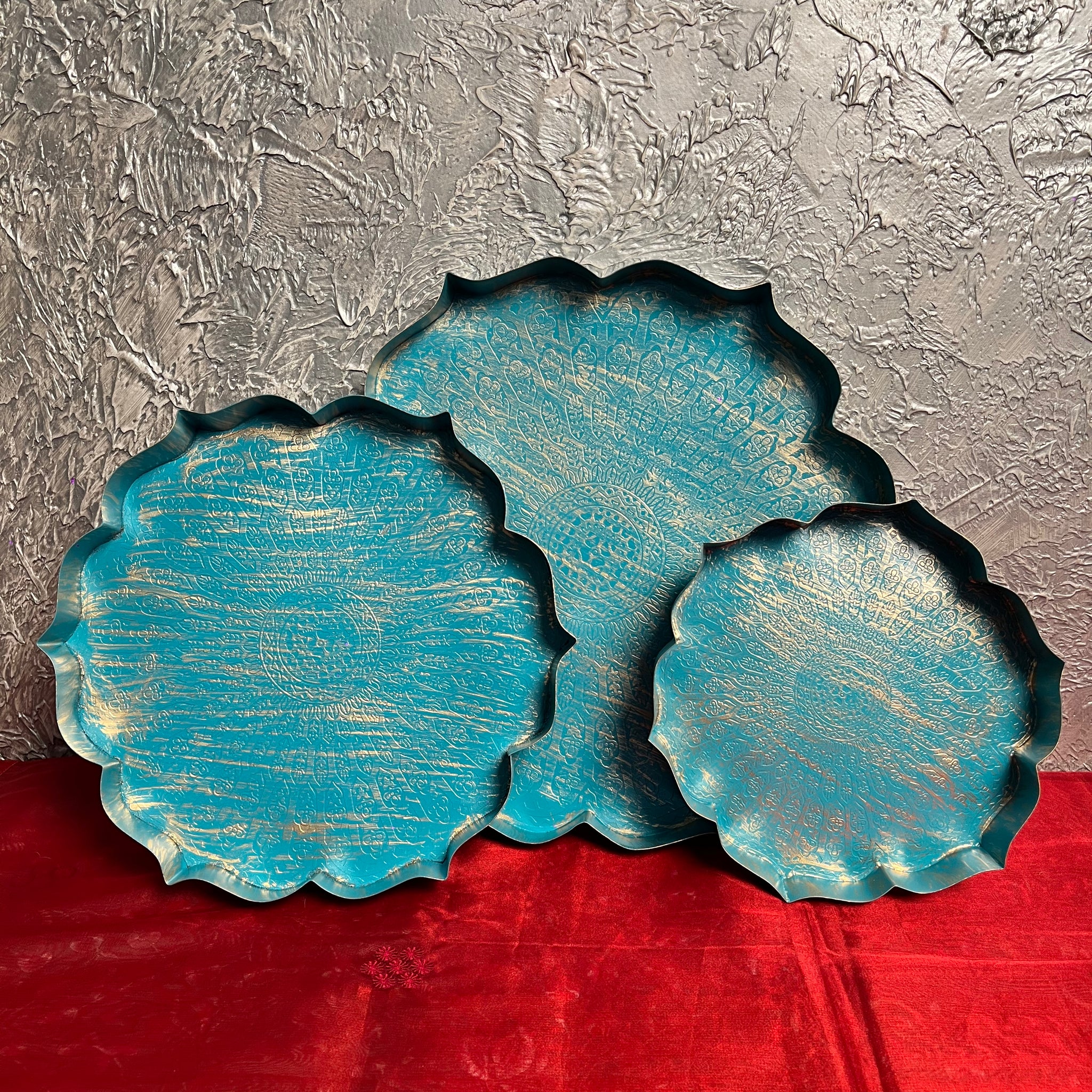 Turquoise Colour Iron Urli – A Splash of Tradition with Modern Elegance