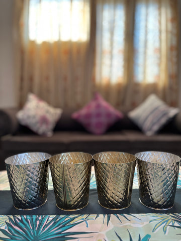 Gold & Silver Wax Candles in Glass – Luxury Candle (Set of 4) for Home Décor & Gifting