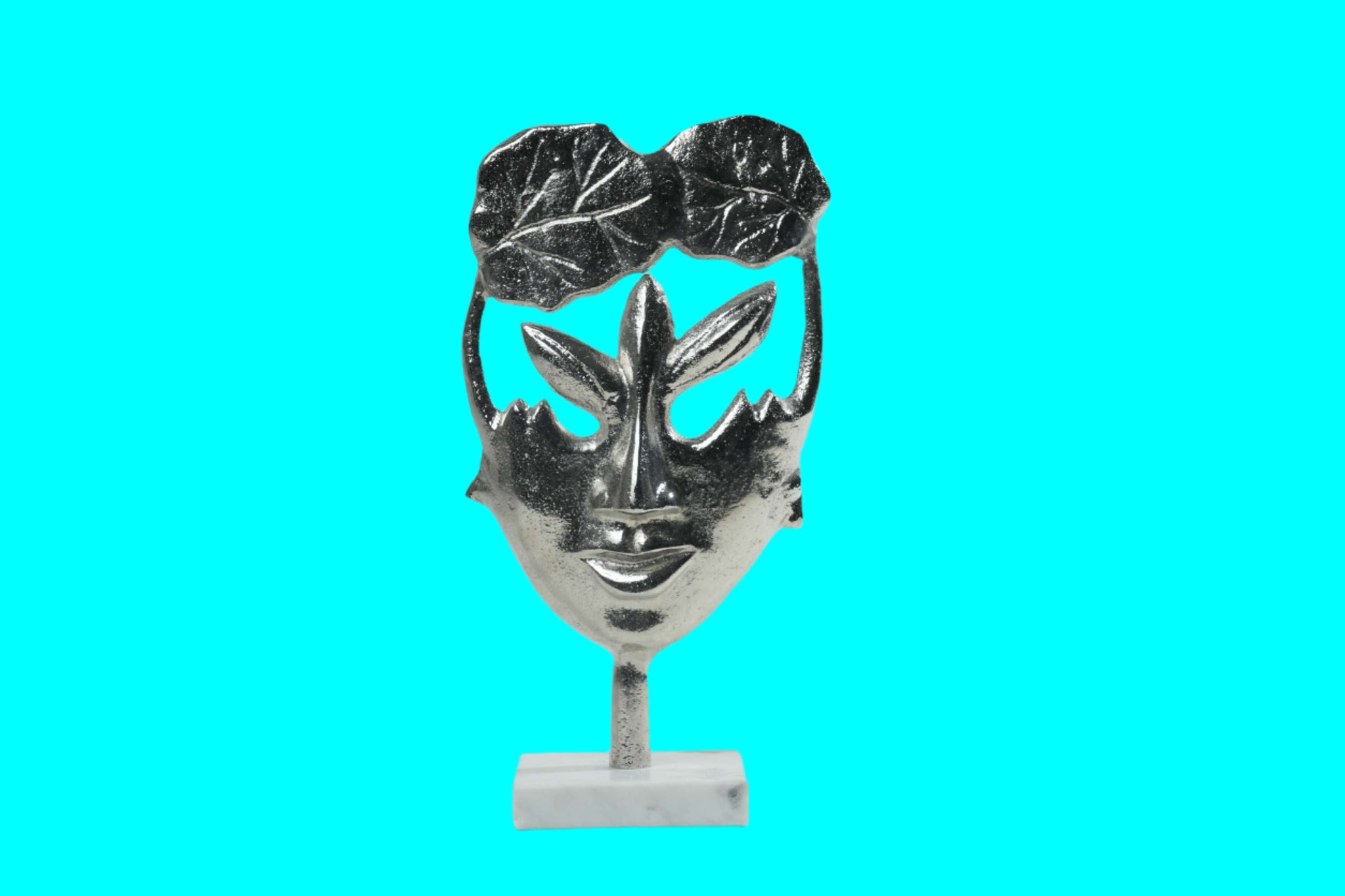 Silver Metal Face Sculpture Figurine