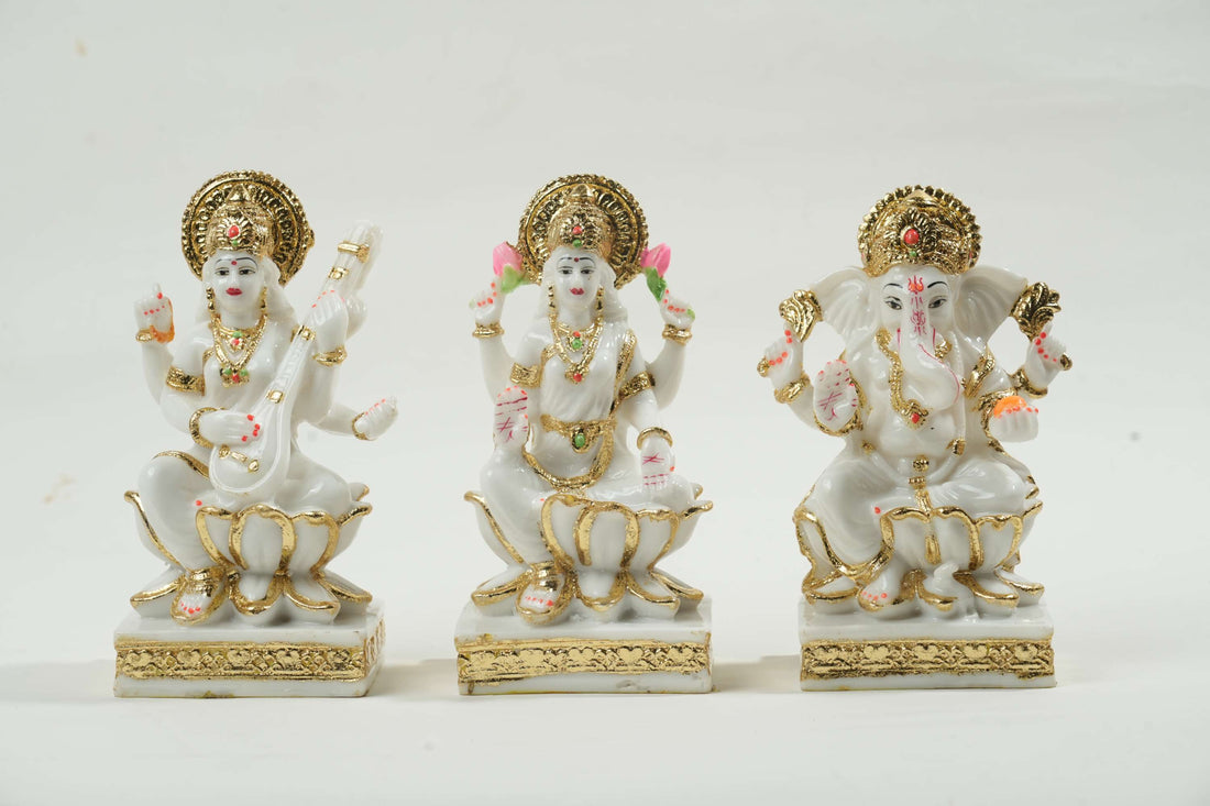 Laxmi, Saraswati and Ganesh Statue set