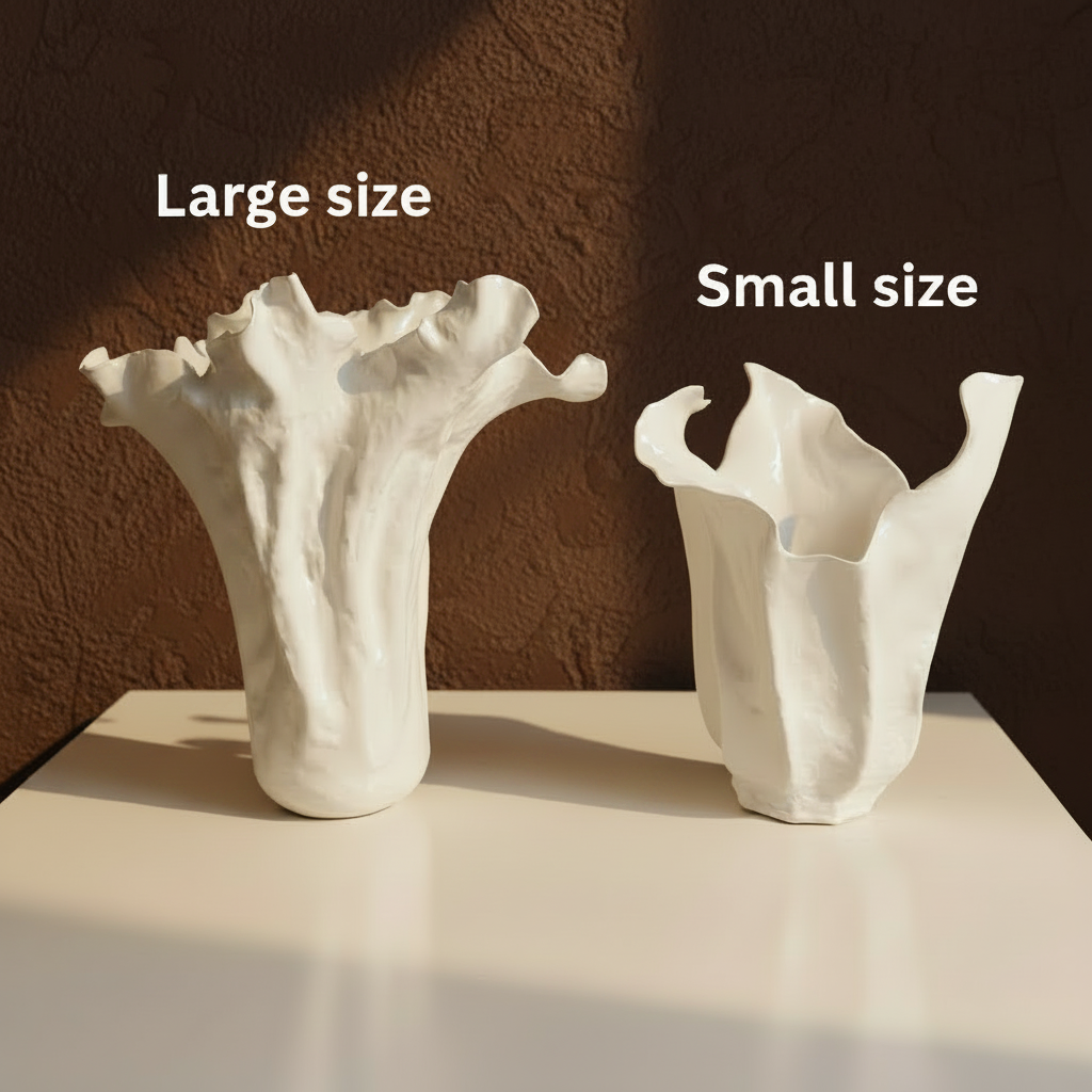 Sculpted Petal Vase — Marble White