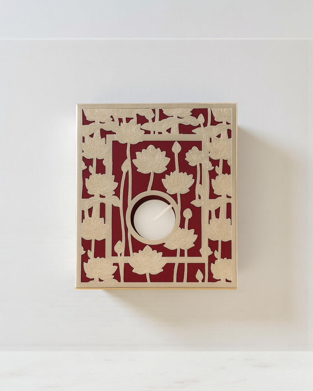 Resin T-Light Holder with Aluminium Cut Work – Decorative Candle Holder