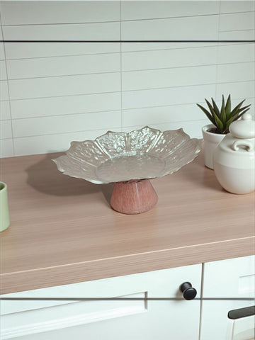 Aluminium Tray with Rose Quartz Stand – Luxury Serving & Home Décor