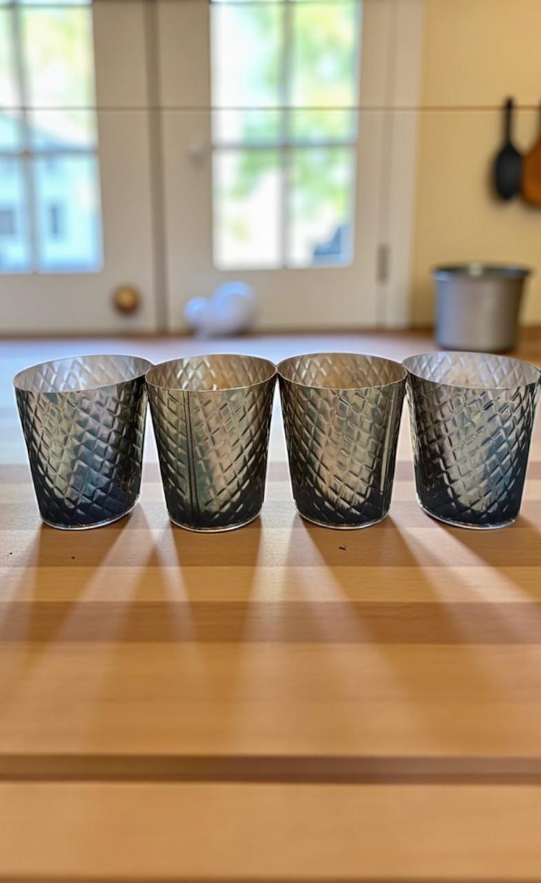 Gold & Silver Wax Candles in Glass – Luxury Candle (Set of 4) for Home Décor & Gifting