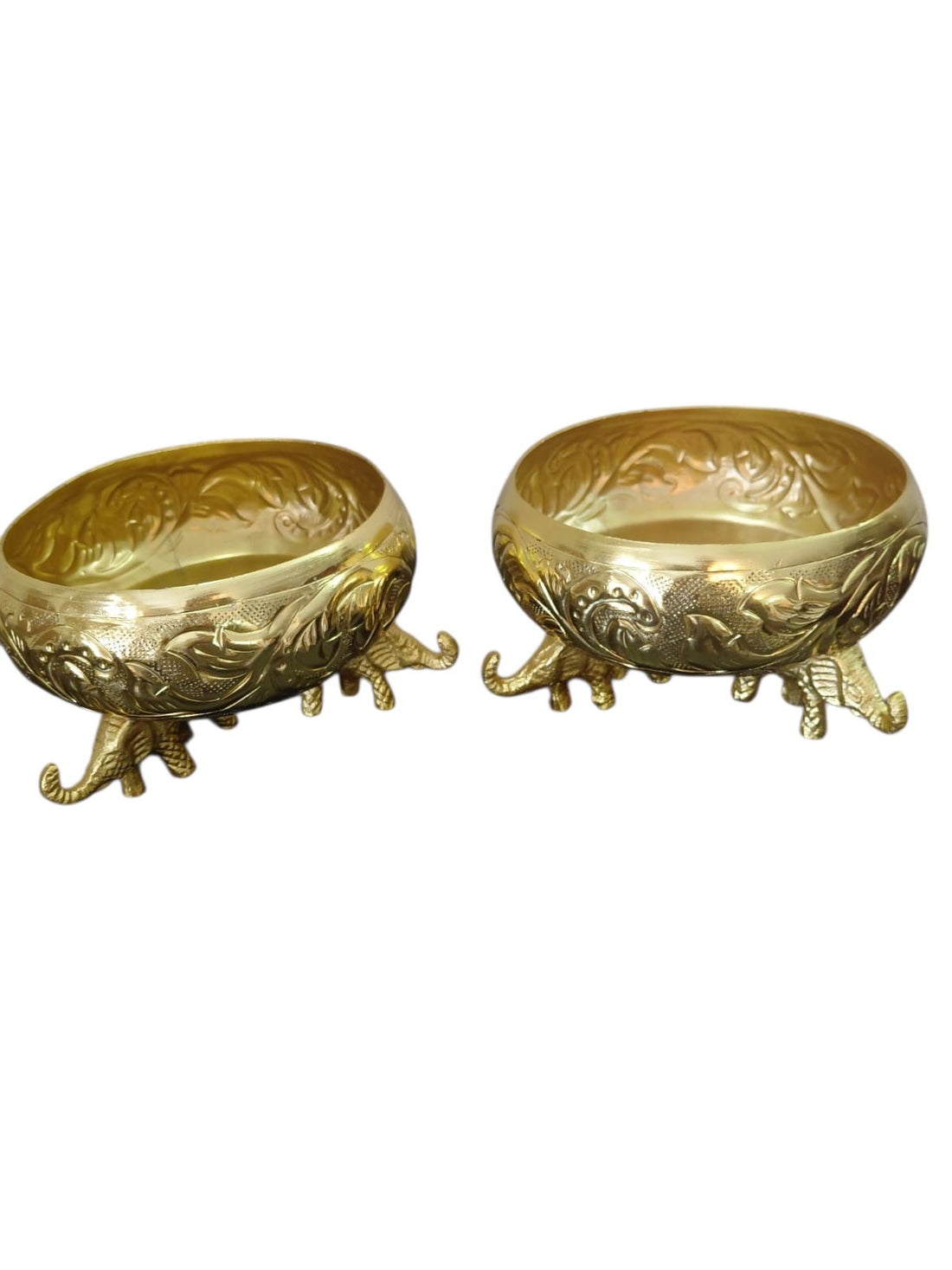Elephant Stand Urli in Gold Finish – Decorative Brass Look Bowl for Home & Festive Décor (8 Inch)