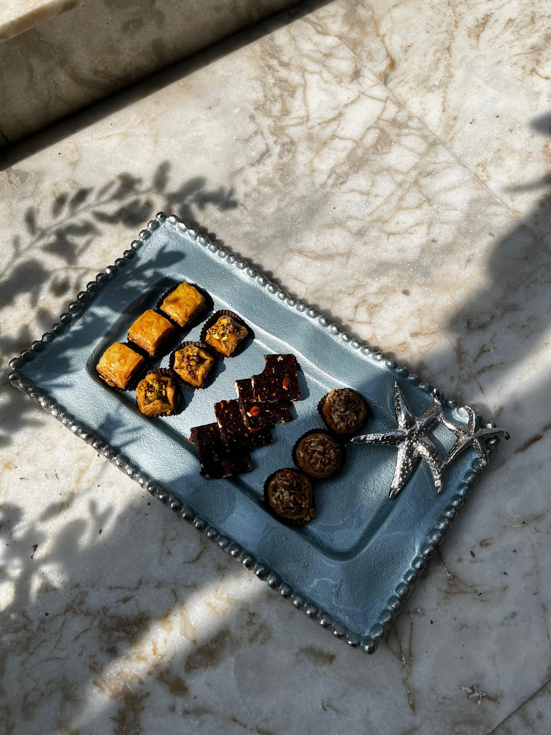 Starfish  Platter with Blue Enamel – Coastal Elegance for Your Table
