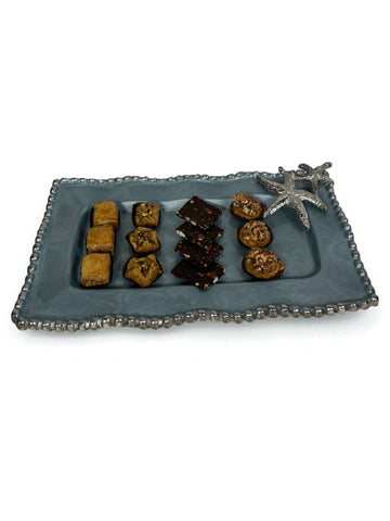 Starfish  Platter with Blue Enamel – Coastal Elegance for Your Table