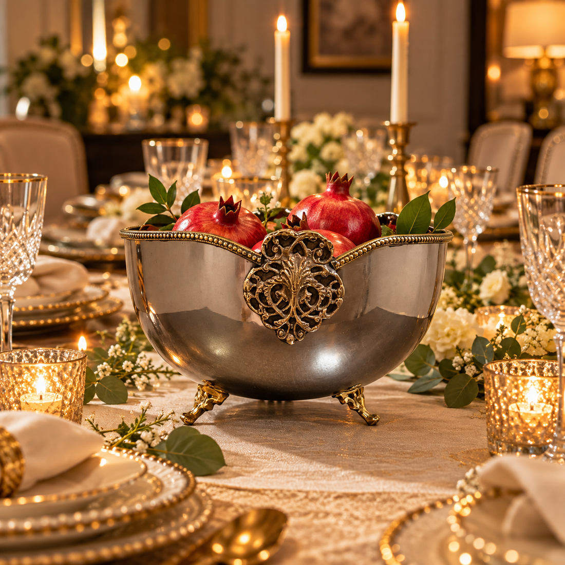 The Maharani Bowl, Brass-Detailed Luxury Centrepiece