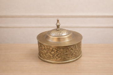 Vintage Brass Floral Storage Box
