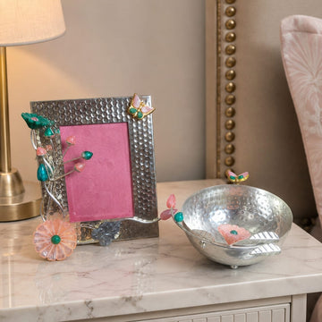 Divine Bloom Decorative  Photo Frame with decorative Bowl with velvet box