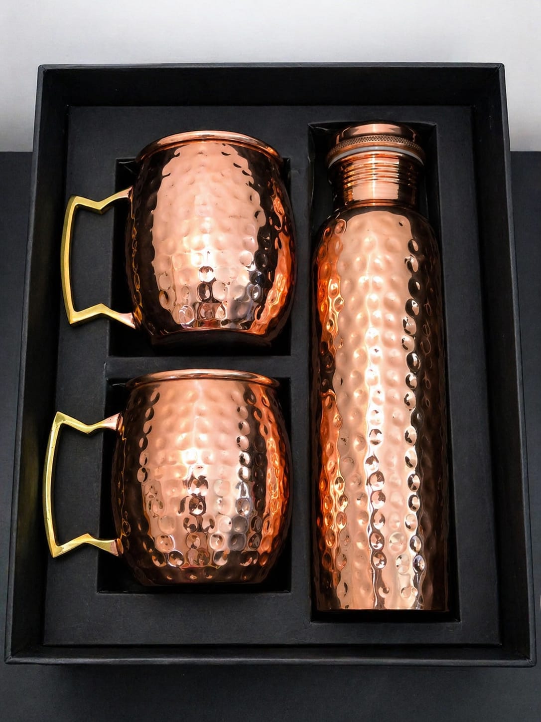 Hammered Copper Water Bottle & Mug Set | Premium Ayurvedic Drinkware Collection