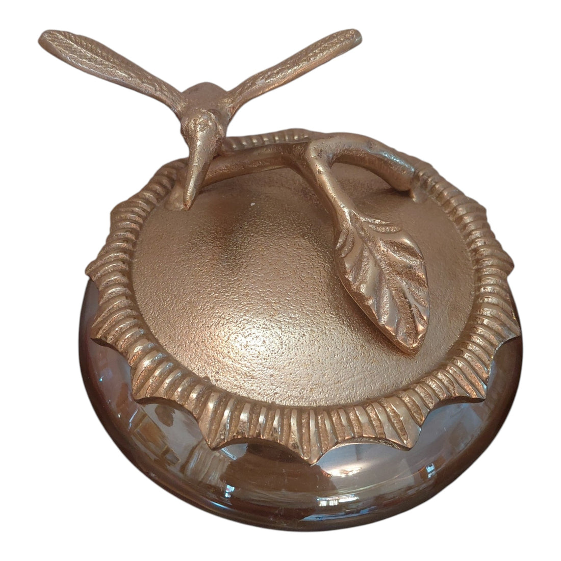 Golden Bird Glass Jar