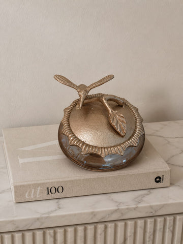 Golden Bird Glass Jar