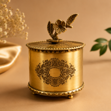 Vintage Floral Brass Keepsake Box