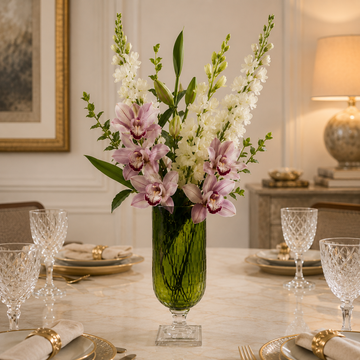 Crystal Flower Vase- Green