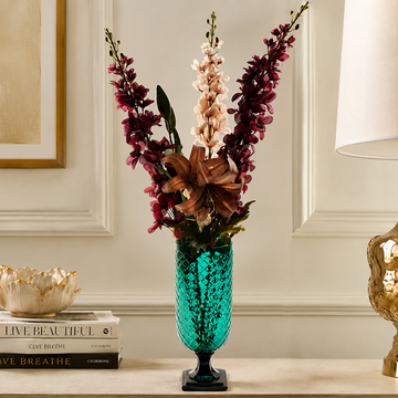 Crystal Cut Flower Vase- Blue
