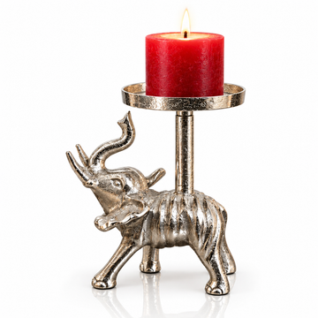Silver Elephant Candle Stand | Pillar Candle Holder for Home Decor