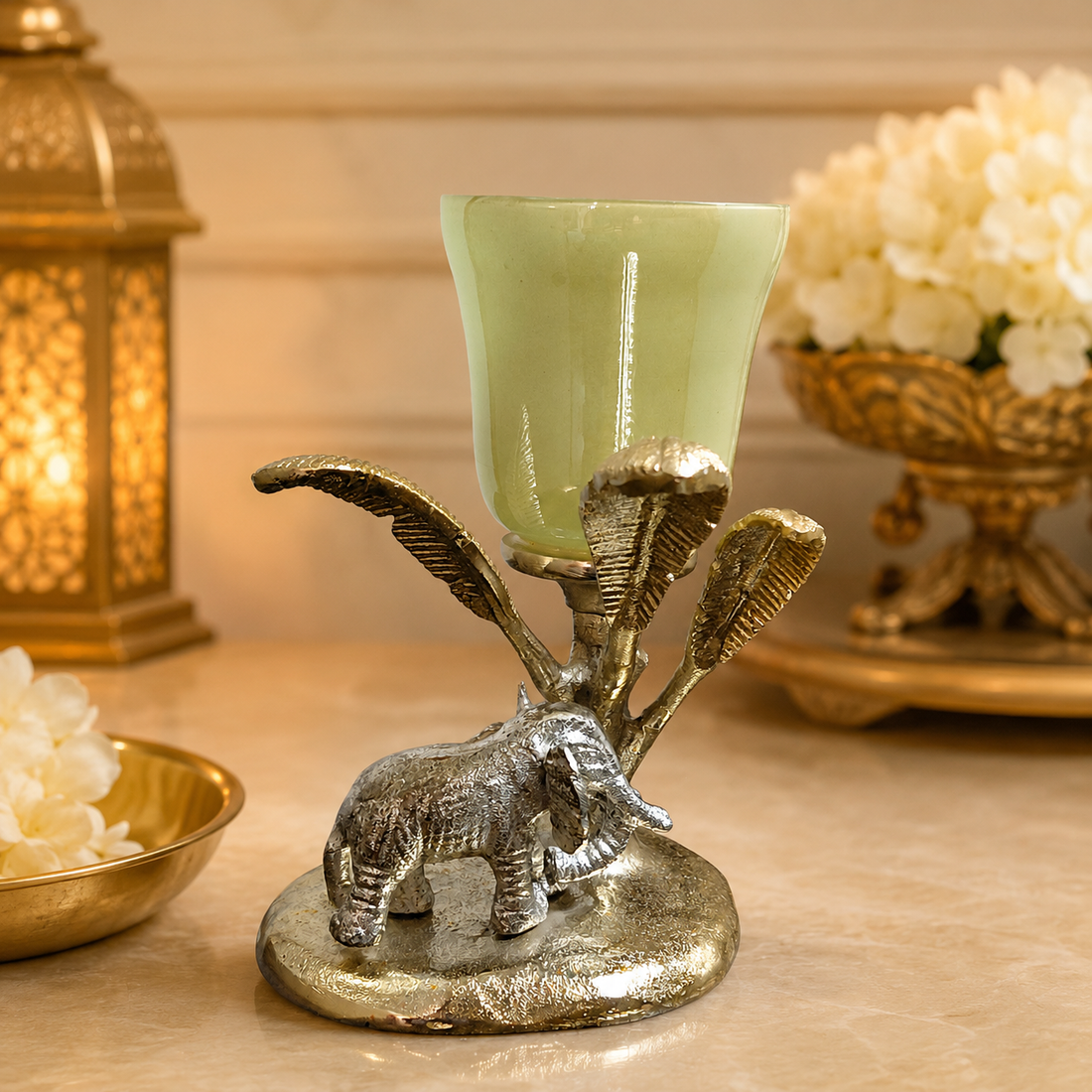 Royal Elephant Glass Votive Candle Holder