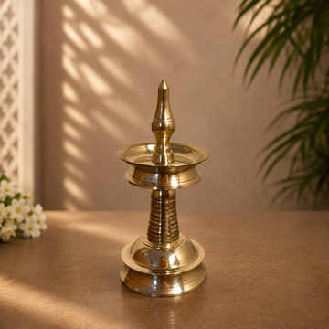 Heritage Brass Samai Lamp – Traditional Temple-Style Diya, 6"