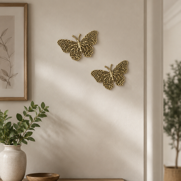 Wall Hanging Butterflies – Gold Finish (set of 2)