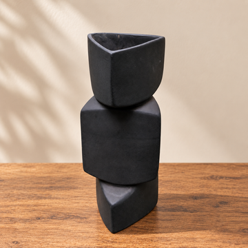 Ivora Stack White and Black Vase – Minimalist Decorative Vase for Modern Home Décor
