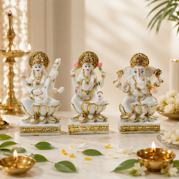Laxmi, Saraswati and Ganesh Statue set