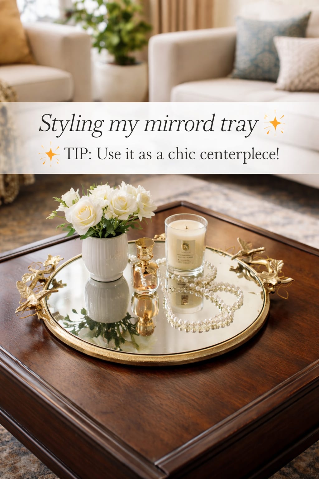 Golden Bird Mirror Tray