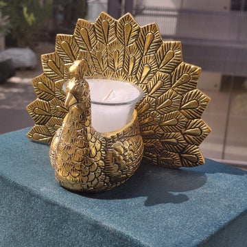 Peocock Tealight Candle Holder - (Silver)& (Gold)