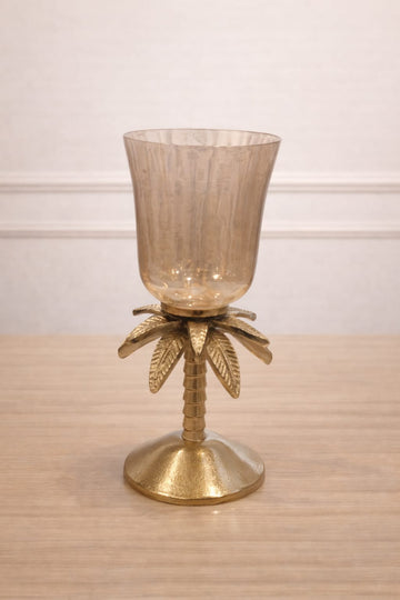 Golden Palm Candle Holder