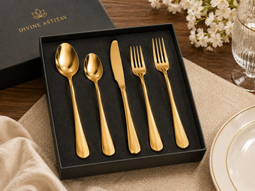 Luxury Gold Finish 5-Piece Cutlery Set | Stainless Steel Dining Collection