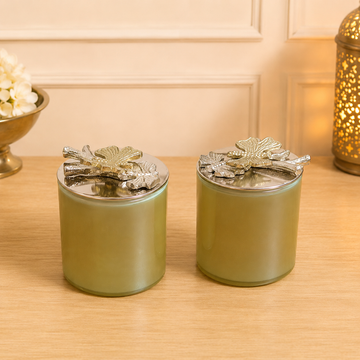 Luxe Glass Storage Jar Set with Butterflies Lid (Set of 2)