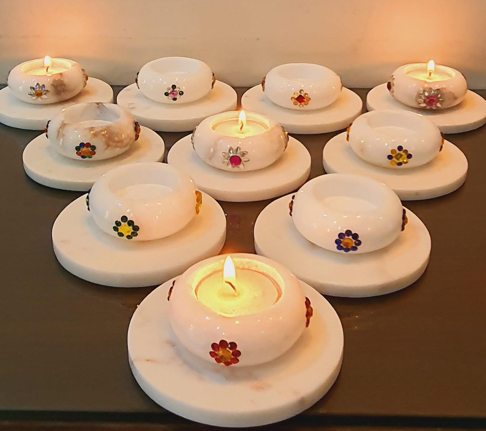 Marble Diya with round base