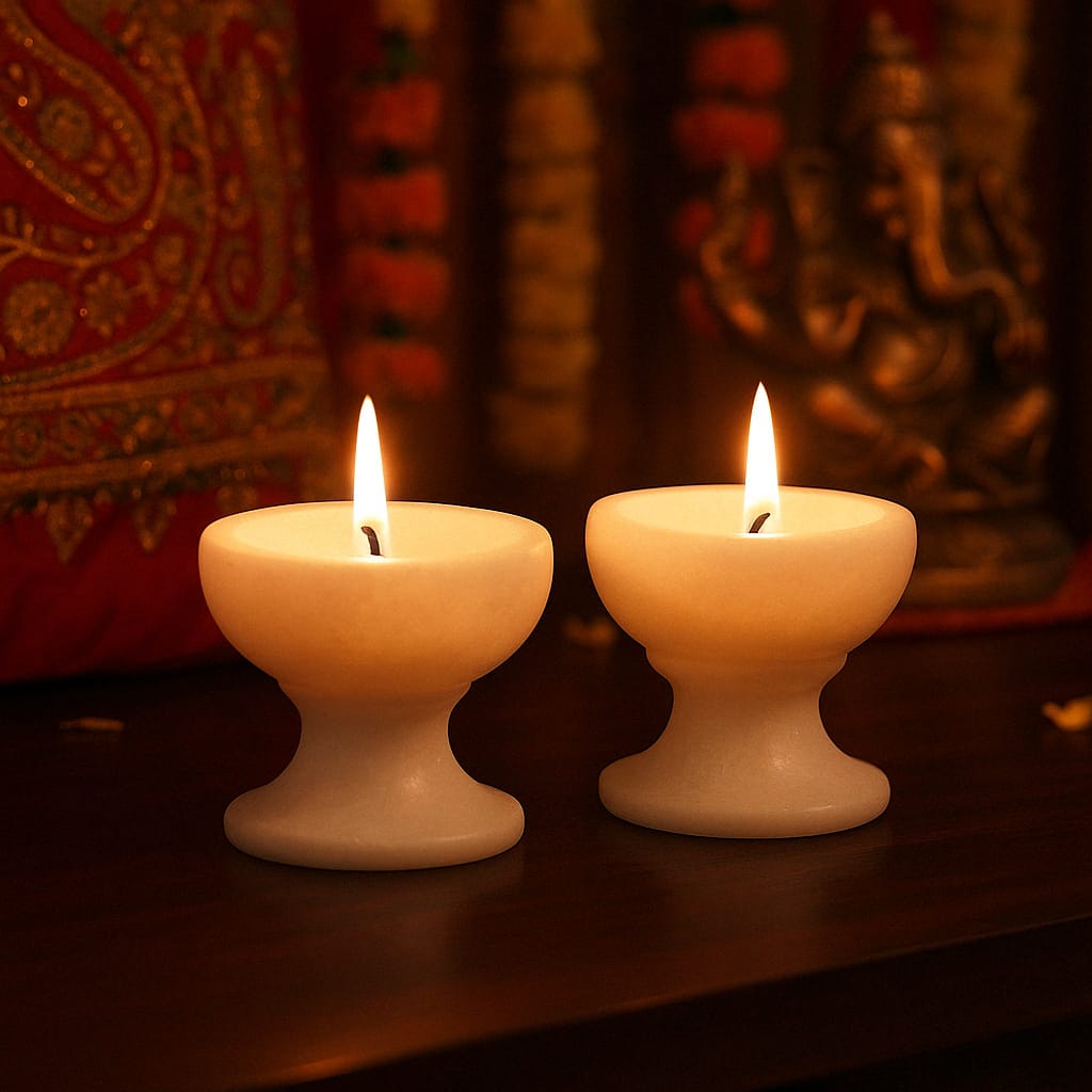 White Marble Diya's