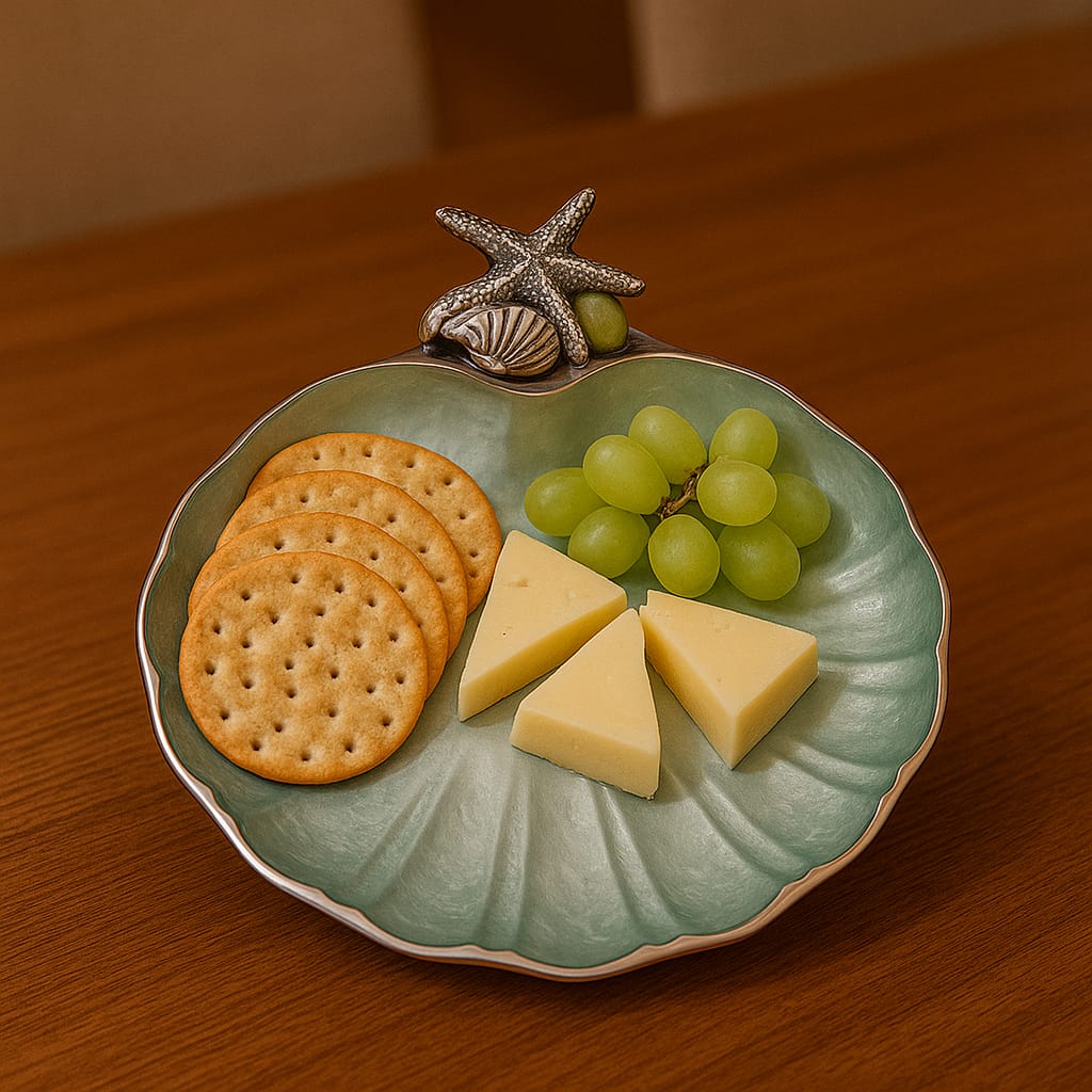 Octopus-Shape Platter – Sea-Themed Elegance in Light Green Enamel