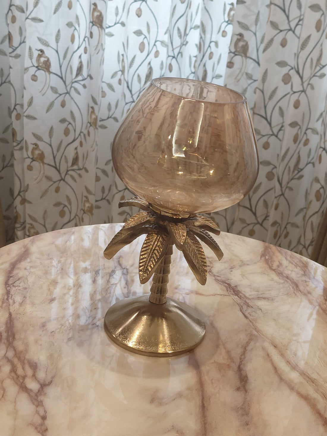 Golden Leaf Glass Candle Holder