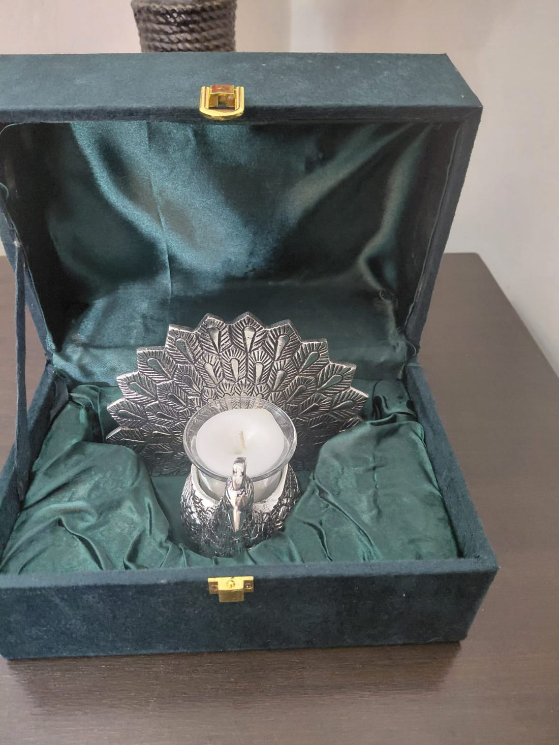 Peocock Tealight Candle Holder - (Silver)