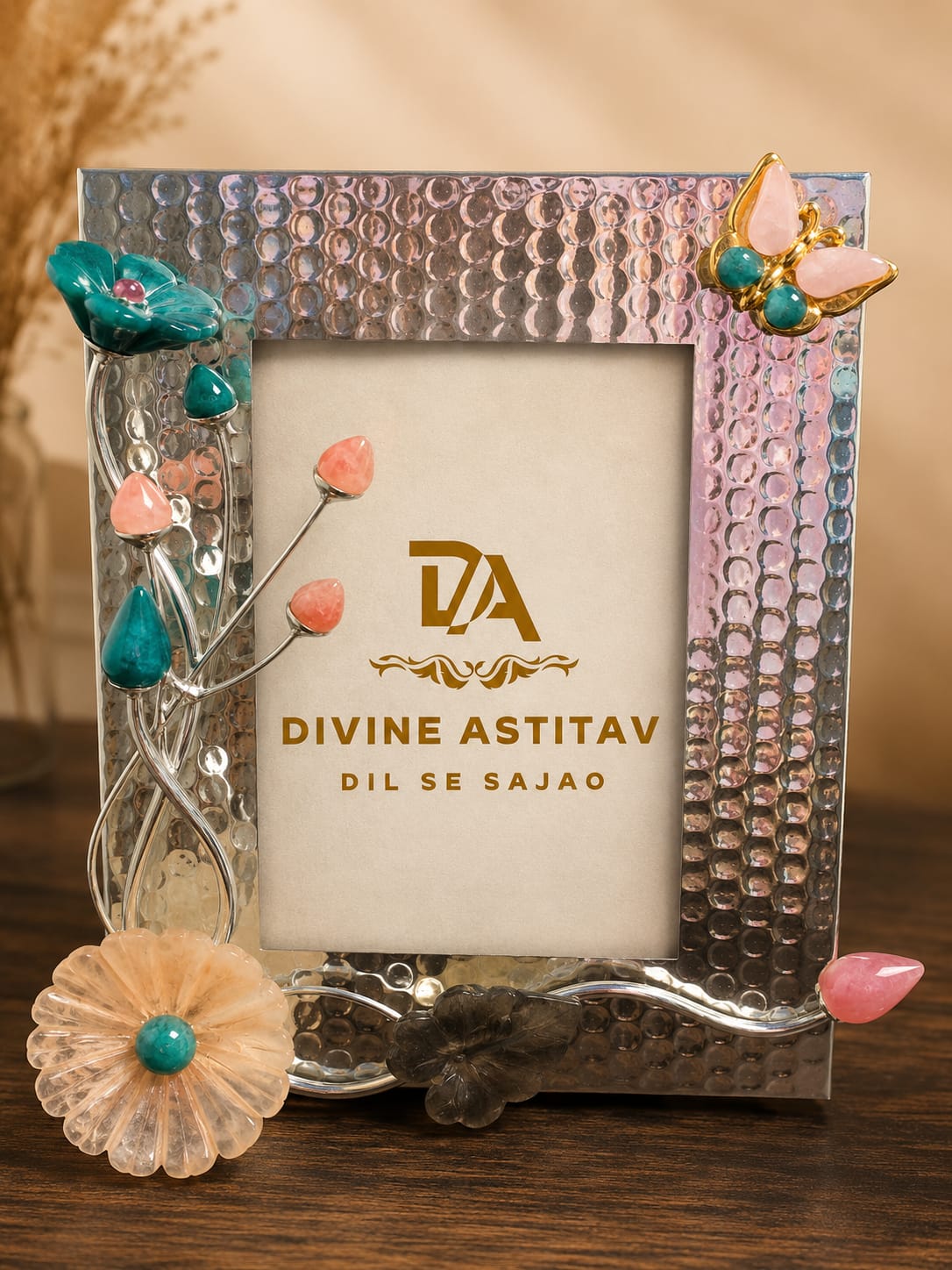 Divine Bloom Decorative Photo Frame & Bowl Gift Set with Velvet Box