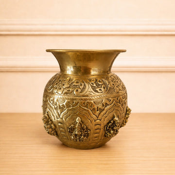Ashtlaxmi Pure Brass Pot – Sacred Handcrafted Brass Pooja Kalash