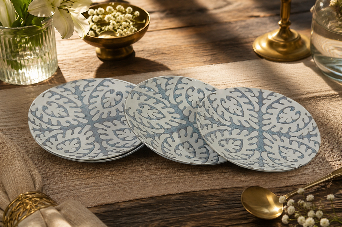 Indigo Heritage Printed Porcelain Plates- set of 4